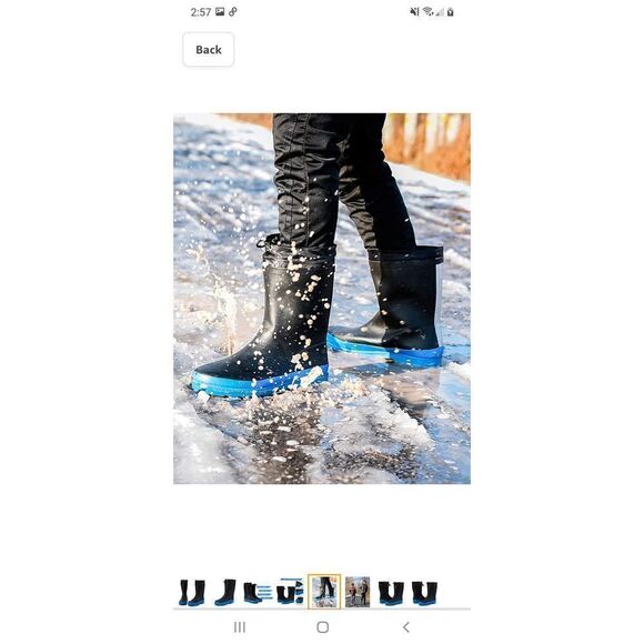 New Kids Size 1 Black Blue Aleader Waterproof Rubber Rain Boots - Picture 4 of 9